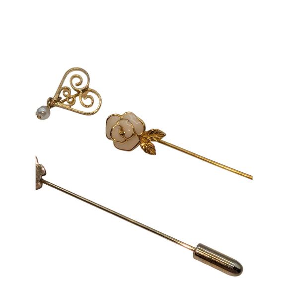 Vintage Four Gold Tone Stick Pins - Picture 5 of 5